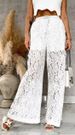 Women's Lace Hollow-Out Wide Leg Pants - Summer Boho Casual Trousers With Floral Embroidery_ecoleips.com