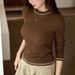 2025 #Craftsmanship Selection # Flower Needle Bright Thread Color Contrasting T-Shirt For Women's Long Sleeve 2025 Autumn New_ecoleips.com