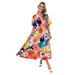 Cross-Border European And American Women's Fashion Summer New Floral Print Puff Sleeve A-Line Long Elegant Dress_ecoleips.com