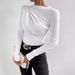 Cross-Border 2024 European And American Solid Color Slim Fit Base Shirt Versatile Pleated Design Long Sleeve T-Shirt_ecoleips.com