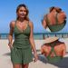 Customizable Women's Tankini Swimsuit Two-Piece Set With Pockets Sexy Vacation Style Polyester Bikini_ecoleips.com