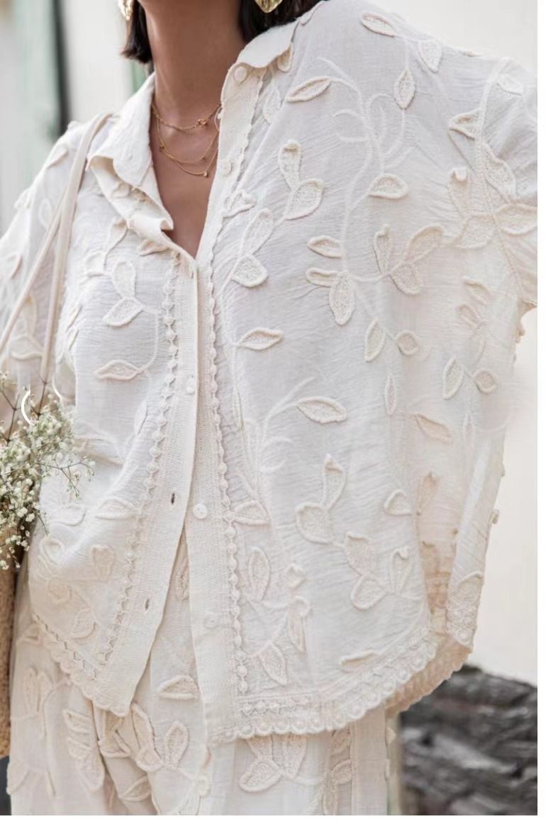 Women's Clothing Fashionable Silk Cotton Jacquard Two-piece Set _ecoleips.com