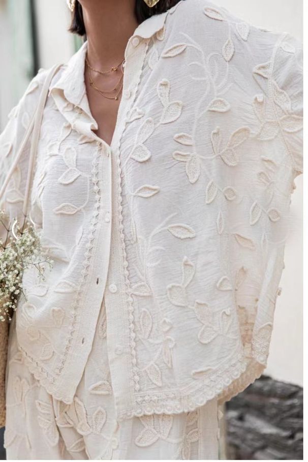 Women's Clothing Fashionable Silk Cotton Jacquard Two-piece Set _ecoleips.com