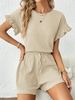 Women's Solid Color Summer Spring Casual Two Piece Set Top And Shorts_ecoleips.com
