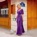 Women's Clothing Sexy Velvet Deep V Neck Slit Temperament Long Skirt_ecoleips.com