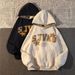 Trendy Niche Patch Letter Hooded Sweatshirt For Women 2025 Spring/autumn Loose Fit Ins High-end Hoodie Jacket Top_ecoleips.com