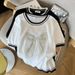 Women's Clothing Design Beaded Round Neck T Shirt Top Ice Silk Knit Sweater_ecoleips.com