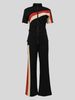 Women's Clothing Casual Fashion Contrast Color Stitching Zipper Pocket Long Sleeved Pants Sportswear_ecoleips.com