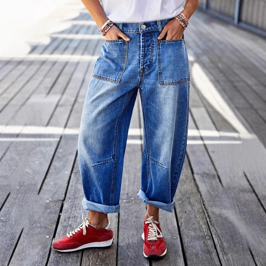Stretch Casual Cropped Jeans Banana Style for Women Spring Autumn Summer Regular Fit Cotton Solid Color Y2K Trend_ecoleips.com
