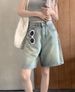 Women's Clothing Denim Shorts Trendy And Versatile Summer Thin New Style High Waist Loose Straight Slimming Shorts_ecoleips.com
