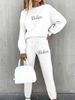 Women's Printed Two Piece Tracksuit, Long Sleeve Pullover Top And Drawstring Waist Pants, Casual Sportswear For Spring And Fall_ecoleips.com