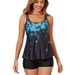 Women's Printed Two Piece Tankini Swimsuit High Waisted Conservative Fashionable Swimwear_ecoleips.com