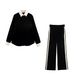 Women's Clothing Patchwork Velvet Shirt And Pants Set Style Casual Fashion Full Length Velvet Clothing Combo_ecoleips.com
