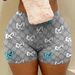 Women's Cartoon Print Shorts, Cute Bunny Graphic Summer Shorts, High-Waisted Stretchy Casual Shorts For Women_ecoleips.com