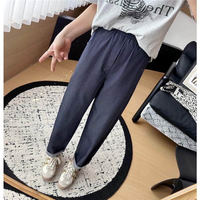 Suitable For All Seasons Minimalist Old Money Style Textured Loose Casual For Women, Linen Wide-Leg Pants With Elastic Waist, Nine-Tenths Length,_ecoleips.com