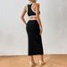 Voya European American Cross-border Summer In Sexy Sophisticated Style, With Round Neck, Back Cutout, Bodycon Design,_ecoleips.com