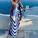 Elegant Pleated Bohemian Dress Sexy Slant Shoulder Sleeve Loose Holiday Dress Women Fashion Pattern Print Hollow Out Party Dress_ecoleips.com