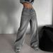 K Retro High Waisted Jeans, Trendy High Street Design, Loose And Slimming Straight Leg Pants_ecoleips.com