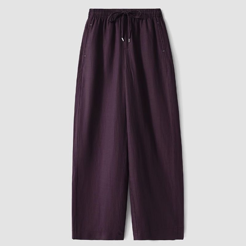 Suitable For All Seasons Casual Wide Leg Women 2025 Spring New Tencel Linen Straight Pants_ecoleips.com