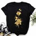 European And American Cross-border Foreign Trade Clothing, Rose Pattern Round-neck Printed Women's Short-sleeve T-shirt_ecoleips.com