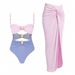 2025 European and American foreign trade new bikini skirt swimsuit solid color splicing one piece swimsuit female_ecoleips.com