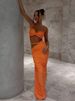 Weird Puss Bandage Ruched 2 Piece Set Women Square Collar Bra+Skinny Long Skirts 2025 Summer Vacation Beach Party Trend Suits_ecoleips.com
