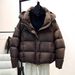 "Women's Puffer Jacket With Hood - 90% White Duck Down Coat, Oversized Short Winter Jacket For Commuting & Streetwear_ecoleips.com