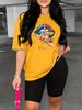 Summer Women's Casual Fashion NEVER Give Up Letter Printed Loose T-shirt Shorts Two-piece Set Summer Sportswear Suitable For Daily Wear-168_ecoleips.com