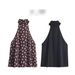 Women's Clothing Halter Neck Top Trendy Fashion DIY Bow Embellishment American Style Thin Summer Tank Top_ecoleips.com