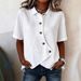 Voya Women's Collar Casual Solid Color Irregular Shirt Temperament Cardigan_ecoleips.com