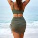 Women's Sexy Mesh Patchwork Bikini Set Solid Color European American Style Drawstring Two Piece Swimsuit for Summer 2025_ecoleips.com