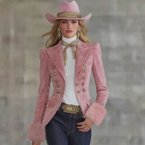 Women's Clothing Elegant Suede Blazer Vintage-Inspired Tailored Jacket, Soft Pink Office Blazer With Notched Lapel, A-Line Fit, Wrinkle-Resistant _ecoleips.com