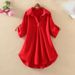 Women's Clothing Mid-Length Chiffon Blouse Plus Size Short Sleeved Loose Fit Slimming Top With Waist Cinching Trendy Style For Summer_ecoleips.com