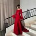 Elegant Red Pleated Evening Gown – Sexy High-Low Hem Party Dress For Women (S-XXL, Polyester)_ecoleips.com