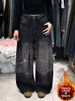 Y2K Rhinestone Embellished Jeans – Vintage High-Waisted Flare Pants For Women (S-3XL, Regular/Fleece Lined)_ecoleips.com