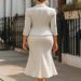 2027 Fashion European-USA Style Elegant Women Lapel Single-Breasted 3/4 Sleeve Suit Jacket + Split Skirts Two-Piece Casual Sets_ecoleips.com