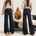 Denim Blue Fleece-lined Flared Jeans For Women, 2025 Autumn And Winter New Style, Loose Fit, Slimming, Non-clingy,_ecoleips.com