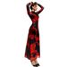 European And American Cross-border Foreign Trade 2025 Autumn Red Tie-dye Print Party Long-sleeve Fitted Long_ecoleips.com