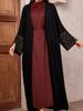 Verve Muslim Women Elegant Long Embroidered Cardigan Loose Batwing Sleeve Robe Coat_ecoleips.com