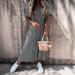 Women's Clothing Russian Spring And Summer New Short Sleeved Dress Solid Color Casual_ecoleips.com