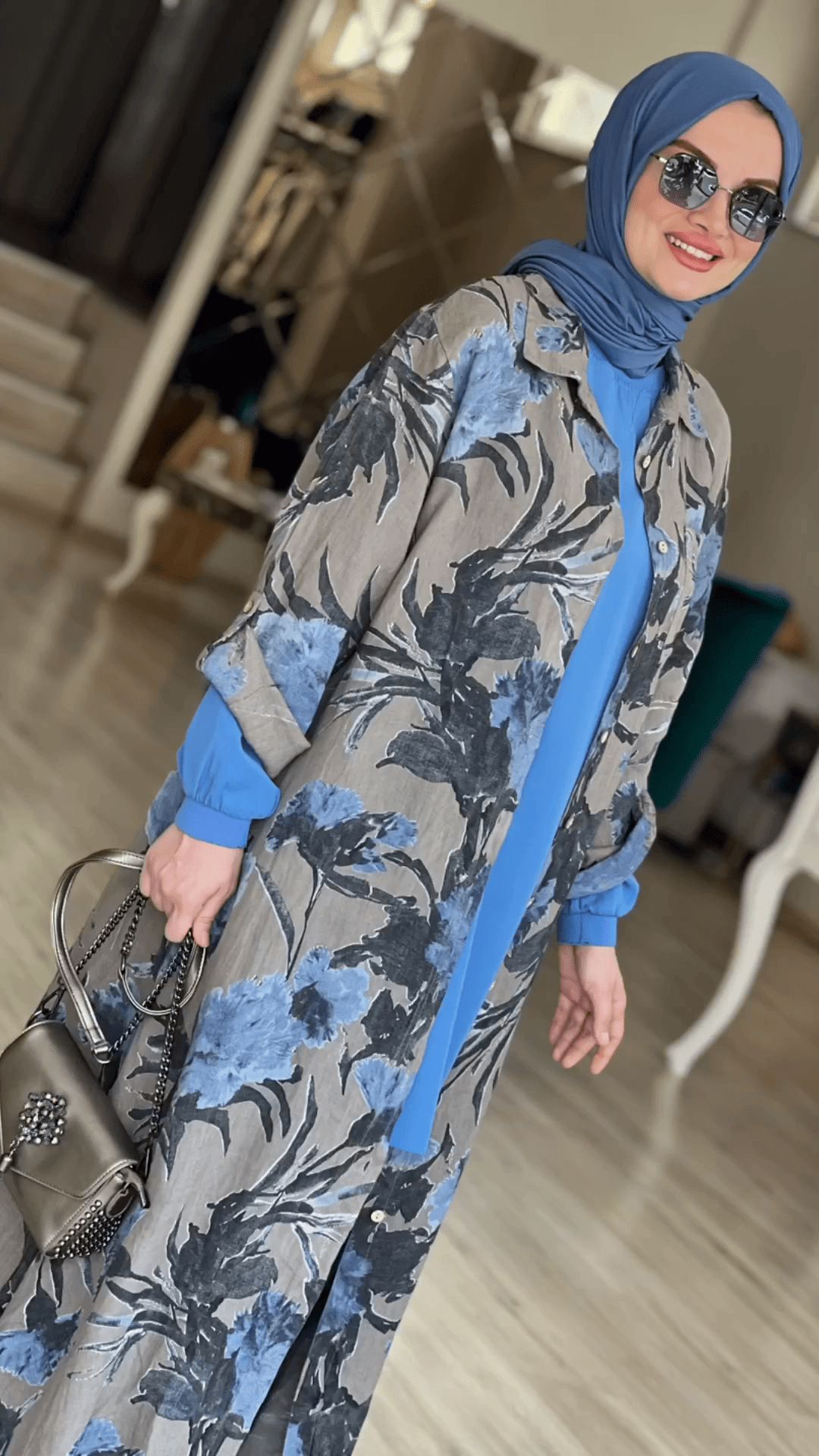 Muslim Women's Clothing New Printed Fashion Cardigan Jacket Loose Large Size Dress Robe_ecoleips.com