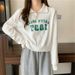 European American Style Polo Collar White Sweatshirt Women, Spring And Autumn Thin Design, Half-zip Short Long-sleeve_ecoleips.com
