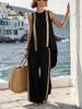 Women's Clothing Loose Striped Pant Suit Casual Sleeveless Top Bottoms Set Fashion Summer Wear_ecoleips.com