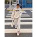 Women's Casual Lounge Set Long Sleeve Fleece-Lined Pantsuit Winter Comfortable Outfit with Pockets_ecoleips.com