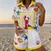 Women's Resort Style Printed Collared Shirt And Shorts Set Short Sleeve Summer Outfit_ecoleips.com