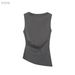 ZOEVA 2026 Summer Slim Fit Boat Collar Grab Pleated Textured Vest White_ecoleips.com