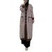 Elegant Houndstooth Long Cardigan For Women – Modest Muslim Abaya Coat, Polyester Blend Open Front Knit Sweater With Pockets, Plus Size Friendly_ecoleips.com