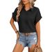 Women's Casual Loose-Fit Short Sleeve Shirt Spring Summer New Oversized Drop Shoulder Blouse Tops_ecoleips.com