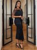K Lace Panel Fringed High-Waisted Plus-Size Fitted Casual Bodysuit Dress For Women_ecoleips.com