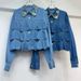 Women's Heart Shaped Beaded Denim Top Short Shirt Fashion Trendy Spring Autumn New Arrival_ecoleips.com
